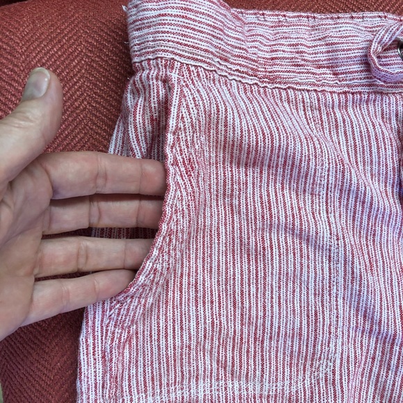 D1 Per Se Red Ticking Rolled Cuff Shorts Lg - Picture 2 of 5